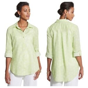 Chico’s Jourdan Circle Top Lime Green Size 2 M
